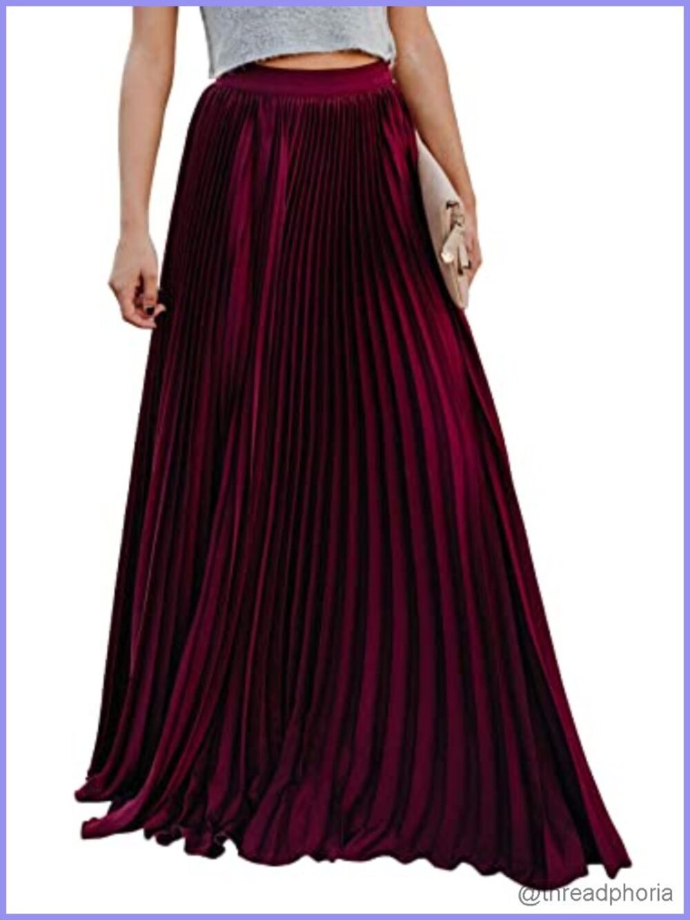 Women's High Waist Pleated Chiffon Maxi Skirt with Pockets